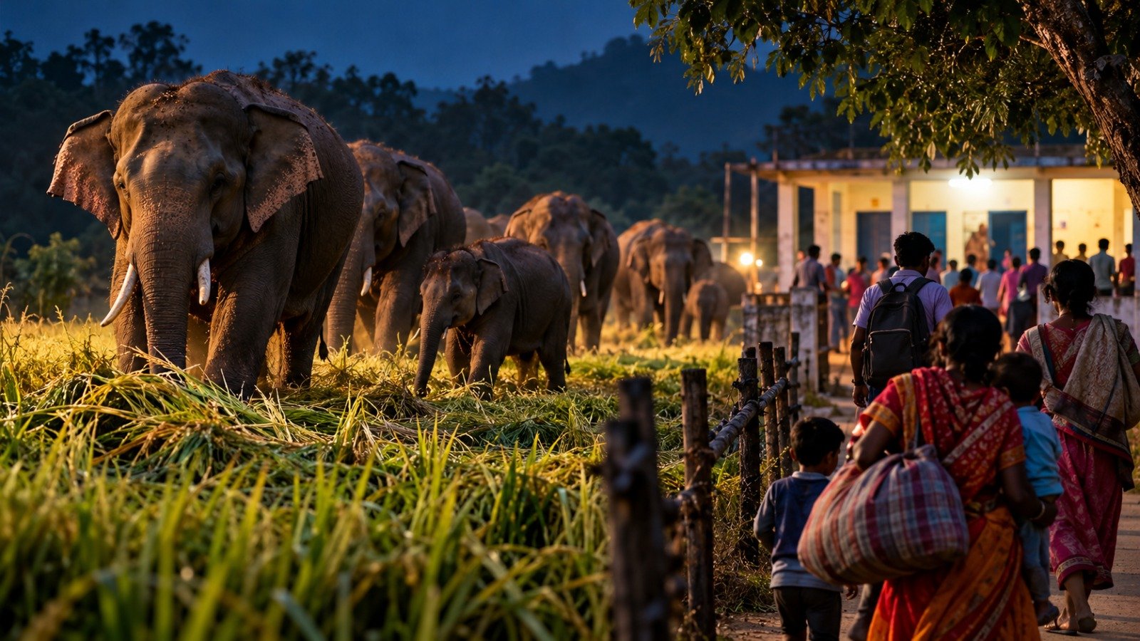 Elephant News: शाम ढलते ही पक्के मकानों और स्कूलों में शरण लेने को मजबूर ग्रामीण, 12 से अधिक हाथियों का खौफ