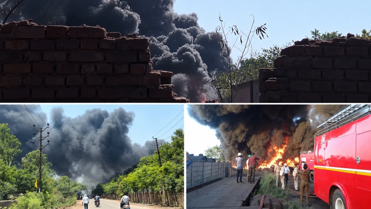 Incident of a fire at a tire factory (Image Source: Keertiman Media)