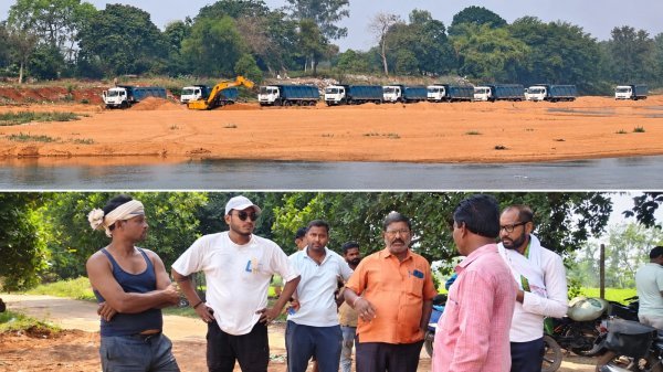 Illegal sand mining: स्वीकृत सीमा से बाहर रेत उत्खनन का आरोप, प्रशासन की कार्रवाई पर उठे सवाल
