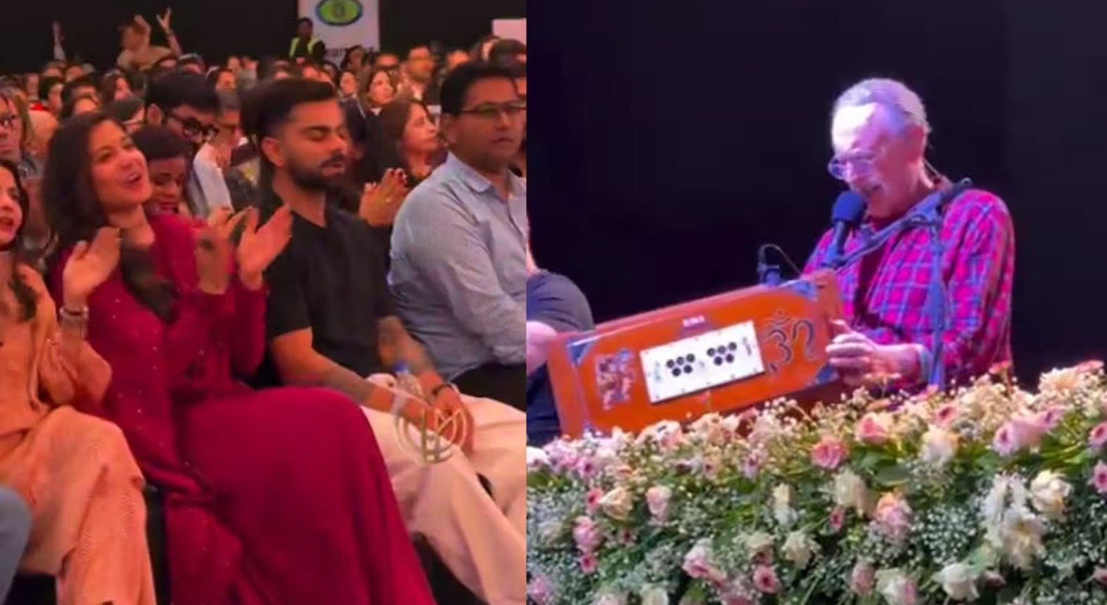 Bollywood News: कृष्ण दास के कीर्तन में पहुंचे विराट-अनुष्का, भक्ति में लीन दिखे दोनों