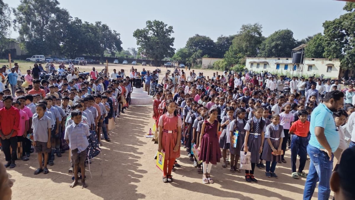 Children who arrived for the Navodaya selection process