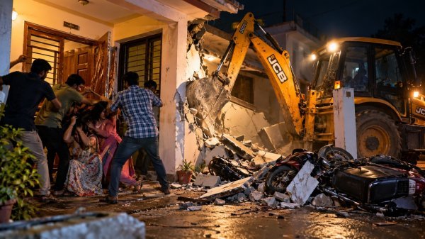 Crime News: घर का दरवाजा तोड़कर परिवार पर हमला, JCB से बाइक कुचली, FIR दर्ज