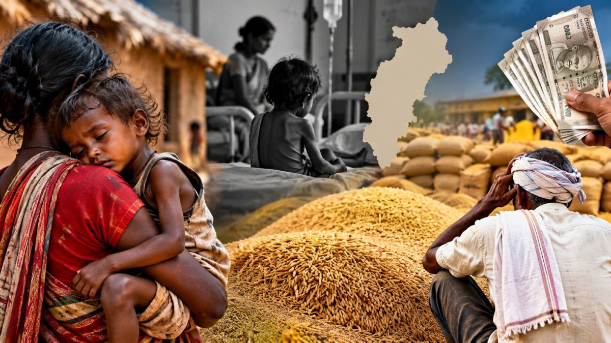 Baigas discussions regarding the deaths of Baiga children and paddy procurement (Image Source: AI Photo)