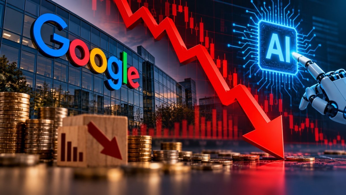 Google shares see a sharp decline due to AI (Image Source: AI Photo)
