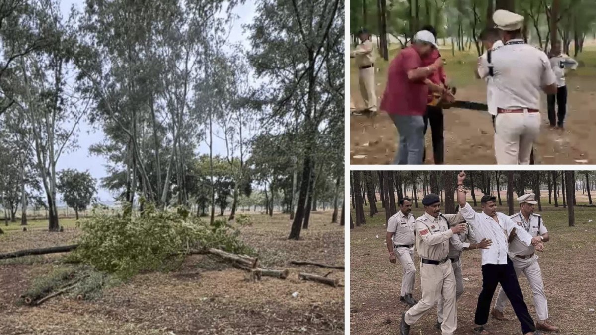 Villagers protesting against the felling of trees (Image Source: Keertiman Media)