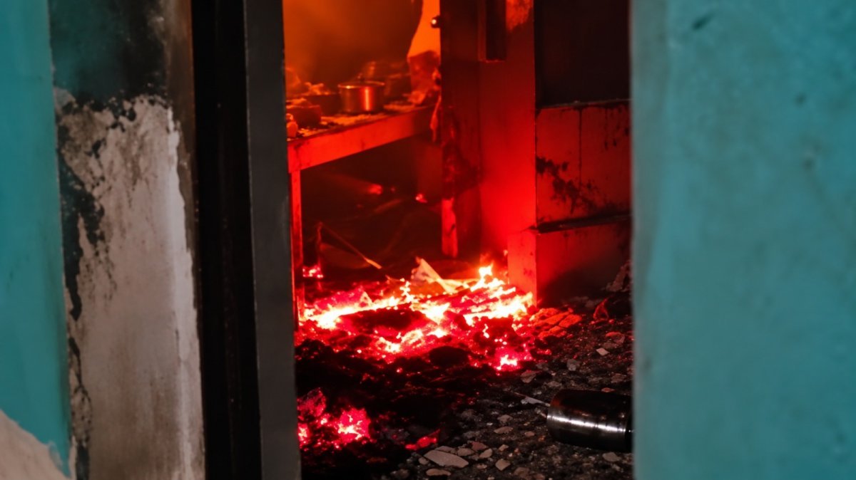 Kitchen fire after gas cylinder blast(Image Source: Social Media)