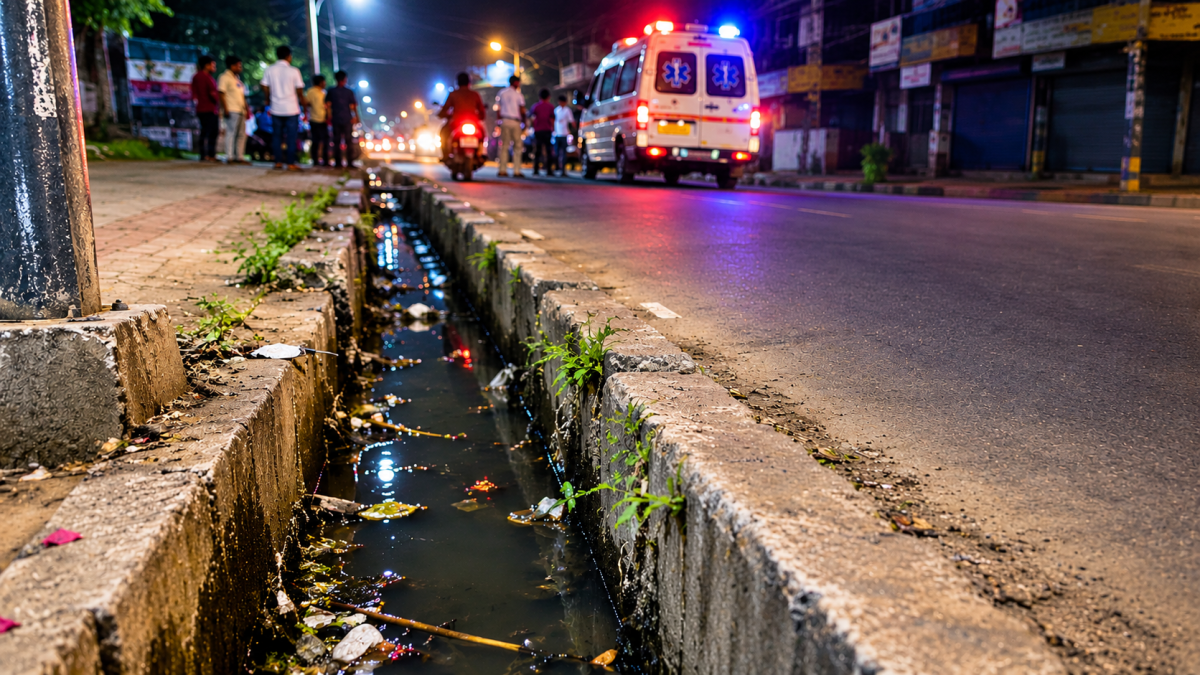 Open roadside drain in Takhatpur(Image Source: AI Photo)